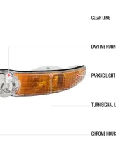 Spec-D Factory Style Turn Signal Bumper Lights (Chrome Housing/Clear Lens)  GMC Sierra | Yukon 1999-2007                                     - 2LB-DEN00-RO - Image 8