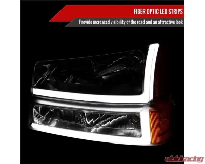 Spec-D LED Bar Factory Style Headlights (Chrome Housing/Clear lens) Chevrolet Silverado | Avalanche 2002-2007 - 2LBLH-SIV03-G3-GO