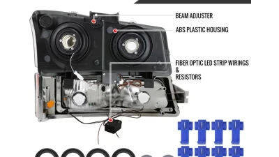 Spec-D LED Bar Factory Style Headlights (Chrome Housing/Clear lens) Chevrolet Silverado | Avalanche 2002-2007                                     - 2LBLH-SIV03-G3-GO - Image 7