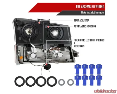 Spec-D LED Bar Factory Style Headlights (Chrome Housing/Clear lens) Chevrolet Silverado | Avalanche 2002-2007 - 2LBLH-SIV03-G3-GO