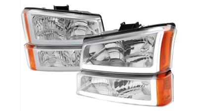 Spec-D LED Bar Factory Style Headlights (Chrome Housing/Clear lens) Chevrolet Silverado | Avalanche 2002-2007                                     - 2LBLH-SIV03-G3-GO - Image 10