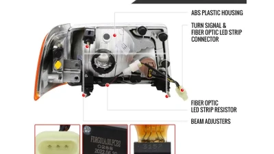 Spec-D LED Bar Factory Style Headlights w/ Amber Corner Lamp (Chrome Housing/Clear Lens)  Ford Ranger 2001-2011                                     - 2LCLH-RAN01-G3-GO - Image 7