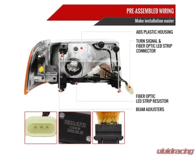 Spec-D LED Bar Factory Style Headlights w/ Amber Corner Lamp (Chrome Housing/Clear Lens)  Ford Ranger 2001-2011 - 2LCLH-RAN01-G3-GO