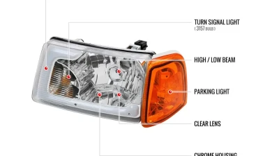 Spec-D LED Bar Factory Style Headlights w/ Amber Corner Lamp (Chrome Housing/Clear Lens)  Ford Ranger 2001-2011                                     - 2LCLH-RAN01-G3-GO - Image 8