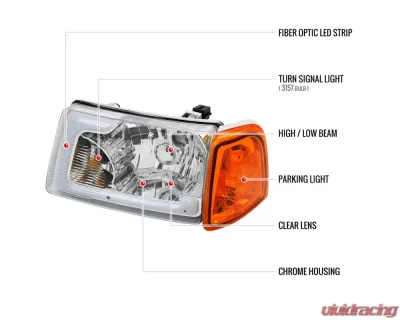 Spec-D LED Bar Factory Style Headlights w/ Amber Corner Lamp (Chrome Housing/Clear Lens)  Ford Ranger 2001-2011 - 2LCLH-RAN01-G3-GO