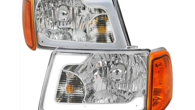 Spec-D LED Bar Factory Style Headlights w/ Amber Corner Lamp (Chrome Housing/Clear Lens)  Ford Ranger 2001-2011                                     - 2LCLH-RAN01-G3-GO - Image 10