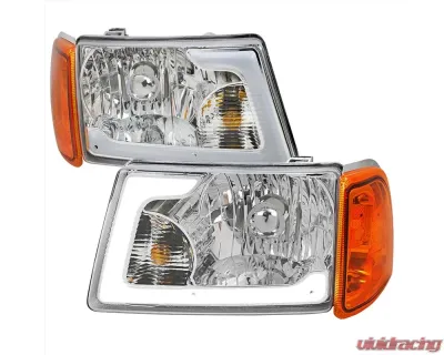 Spec-D LED Bar Factory Style Headlights w/ Amber Corner Lamp (Chrome Housing/Clear Lens)  Ford Ranger 2001-2011 - 2LCLH-RAN01-G3-GO