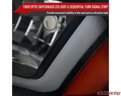 Spec-D Switchback Sequential LED Bar Factory Style Headlights (Matte Black Housing/Smoked Lens) Dodge Charger 2006-2010 - 2LH-CHG05SM-G3-RS