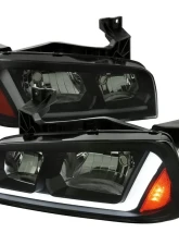 Spec-D Switchback Sequential LED Bar Factory Style Headlights (Matte Black Housing/Smoked Lens) Dodge Charger 2006-2010                                     - 2LH-CHG05SM-G3-RS - Image 10