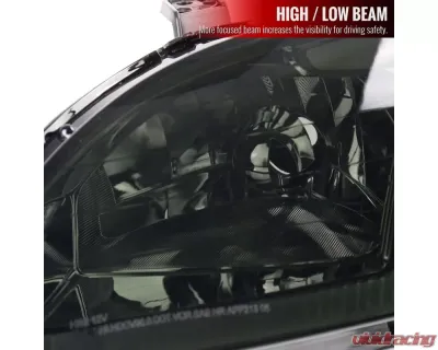 Spec-D LED Bar Factory Style Headlights Chrome Housing/Smoke Lens Honda Civic Coupe/Sedan 1996-1998 - 2LH-CV96G-G3-GO