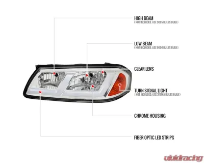 Spec-D LED Bar Factory Style Headlights Chrome Housing/Clear Lens Chevrolet Impala 2000-2005 - 2LH-IPA00-G3-RS