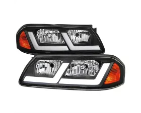 Spec-D LED Bar Factory Style Headlights Matte Black Housing/Clear Lens Chevrolet Impala 2000-2005