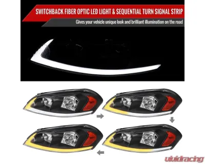 Spec-D Switchback Sequential Signal LED Bar Factory Style Headlights (Matte Black Housing/Clear Lens) Chevrolet Impala | Monte Carlo 2006-2016 - 2LH-IPA06JM-G3-RS