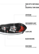 Spec-D Switchback Sequential Signal LED Bar Factory Style Headlights (Matte Black Housing/Clear Lens) Chevrolet Impala | Monte Carlo 2006-2016                                     - 2LH-IPA06JM-G3-RS - Image 8