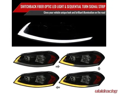 Spec-D Switchback Sequential Signal LED Bar Factory Style Headlights (Matte Black Housing/Smoked Lens) Chevrolet Impala | Monte Carlo 2006-2015 - 2LH-IPA06SM-G3-RS