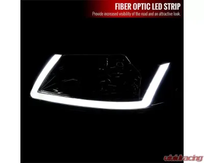LED Bar Factory Style Headlights with Amber Reflector Chrome Housing/Smoke Lens Ford Mustang 1999-2004 - 2LH-MST99G-G3-GO