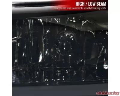 LED Bar Factory Style Headlights with Amber Reflector Chrome Housing/Smoke Lens Ford Mustang 1999-2004 - 2LH-MST99G-G3-GO