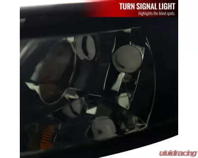 LED Bar Factory Style Headlights with Amber Reflector Chrome Housing/Smoke Lens Ford Mustang 1999-2004 - 2LH-MST99G-G3-GO