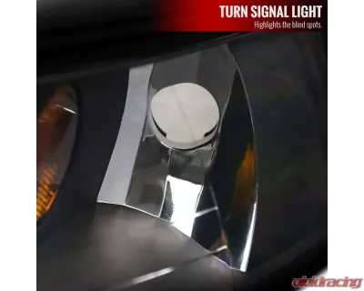 LED Bar Factory Style Headlights with Amber Reflector Matte Black Housing/Clear Lens Ford Mustang 1999-2004 - 2LH-MST99JM-G3-GO