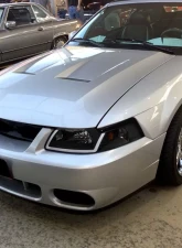 LED Bar Factory Style Headlights with Amber Reflector Matte Black Housing/Clear Lens Ford Mustang 1999-2004                                     - 2LH-MST99JM-G3-GO - Image 10