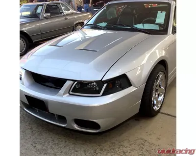 LED Bar Factory Style Headlights with Amber Reflector Matte Black Housing/Clear Lens Ford Mustang 1999-2004 - 2LH-MST99JM-G3-GO