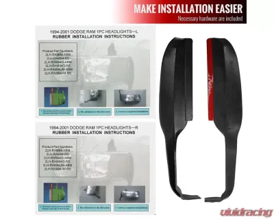 Spec-D Dual LED Bar Factory Style Headlights (Matte Black Housing/Clear Lens) Dodge Ram 1994-2002 - 2LH-RAM94JM-G3-RS