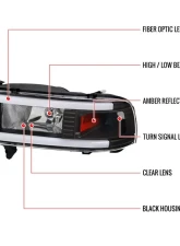 Spec-D Dual LED Bar Factory Style Headlights (Matte Black Housing/Clear Lens) Dodge Ram 1994-2002                                     - 2LH-RAM94JM-G3-RS - Image 9