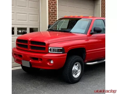 Spec-D Dual LED Bar Factory Style Headlights (Matte Black Housing/Clear Lens) Dodge Ram 1994-2002 - 2LH-RAM94JM-G3-RS