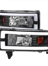 Spec-D Dual LED Bar Factory Style Headlights (Matte Black Housing/Clear Lens) Dodge Ram 1994-2002                                     - 2LH-RAM94JM-G3-RS - Image 10