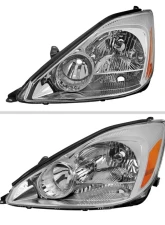 Spec-D Driver/Left Side Factory Style Headlights w/ Amber Reflector (Chrome Housing/Clear Lens) Toyota Sienna 2004-2005                                     - 2LH-SNA04-L-GO - Image 2