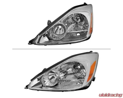 Spec-D Driver/Left Side Factory Style Headlights w/ Amber Reflector (Chrome Housing/Clear Lens) Toyota Sienna 2004-2005 - 2LH-SNA04-L-GO