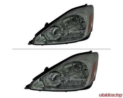 Spec-D Factory Style Headlights w/ Amber Reflector (Chrome Housing/Smoked Lens) Toyota Sienna 2004-2005 - 2LH-SNA04G-GO