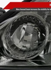 Spec-D Factory Style Headlights w/ Amber Reflector (Chrome Housing/Smoked Lens) Toyota Sienna 2004-2005                                     - 2LH-SNA04G-GO - Image 4