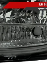 Spec-D Factory Style Headlights w/ Amber Reflector (Chrome Housing/Smoked Lens) Toyota Sienna 2004-2005                                     - 2LH-SNA04G-GO - Image 5