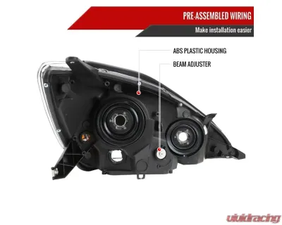 Spec-D Factory Style Headlights w/ Amber Reflector (Chrome Housing/Smoked Lens) Toyota Sienna 2004-2005 - 2LH-SNA04G-GO