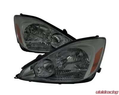 Spec-D Factory Style Headlights w/ Amber Reflector (Chrome Housing/Smoked Lens) Toyota Sienna 2004-2005 - 2LH-SNA04G-GO