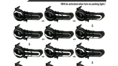 Spec-D Full LED Projector Headlights w/ Sequential LED Turn Signal (Matte Black Housing/Smoked Lens) Toyota FJ Cruiser 2007-2014                                     - 2LHE-FJ07SM-SQ-RS - Image 3