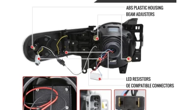 Spec-D Full LED Projector Headlights w/ Sequential LED Turn Signal (Matte Black Housing/Smoked Lens) Toyota FJ Cruiser 2007-2014                                     - 2LHE-FJ07SM-SQ-RS - Image 7