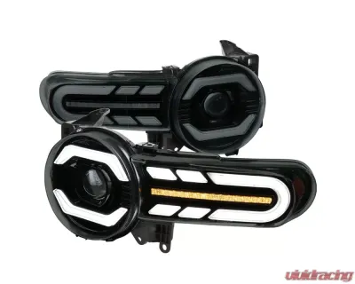 Spec-D Full LED Projector Headlights w/ Sequential LED Turn Signal (Matte Black Housing/Smoked Lens) Toyota FJ Cruiser 2007-2014 - 2LHE-FJ07SM-SQ-RS