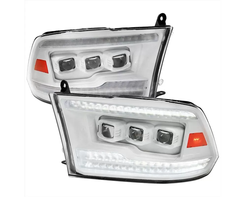 Spec-D Switchback Sequential Full LED Projector Headlights White Housing/Clear Lens Dodge RAM 1500 | RAM 2500 | 3500 2009-2019 - 2LHE-RAM09XE-SQ-RS