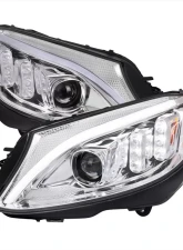 Spec-D Full LED Projector Headlights with Sequential Turn Signal Chrome Housing/Clear Lens Mercedes-Benz C-Class W205 2015-2018                                     - 2LHE-W20515-SQ-TM - Image 10