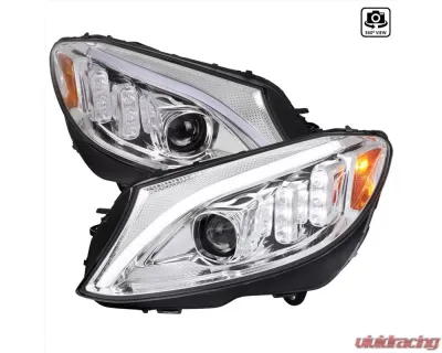 Spec-D Full LED Projector Headlights with Sequential Turn Signal Chrome Housing/Clear Lens Mercedes-Benz C-Class W205 2015-2018 - 2LHE-W20515-SQ-TM
