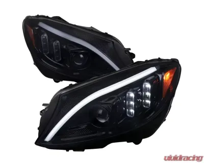 Spec-D Full LED Projector Headlights with Sequential Turn Signal Glossy Black Housing/Light Smoke Lens Mercedes-Benz C-Class W205 2015-2018 - 2LHE-W20515G-SQ-TM