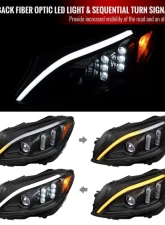 Spec-D Full LED Projector Headlights with Sequential Turn Signal Matte Black Housing/Clear Lens Mercedes-Benz C-Class W205 2015-2018                                     - 2LHE-W20515JM-SQ-TM - Image 2