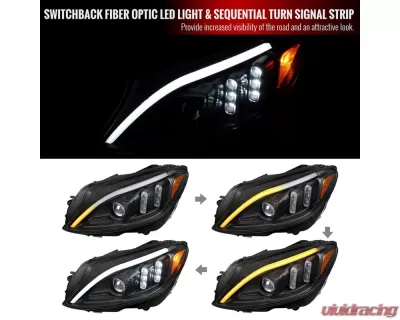 Spec-D Full LED Projector Headlights with Sequential Turn Signal Matte Black Housing/Clear Lens Mercedes-Benz C-Class W205 2015-2018 - 2LHE-W20515JM-SQ-TM