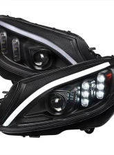 Spec-D Full LED Projector Headlights with Sequential Turn Signal Matte Black Housing/Clear Lens Mercedes-Benz C-Class W205 2015-2018                                     - 2LHE-W20515JM-SQ-TM - Image 10