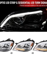 Spec-D LED Sequetial Turn Signal Projector Headlights (Chrome Housing/Clear Lens) Mercedes-Benz W164 ML-Class 2009-2011                                     - 2LHP-BW16409-TM - Image 2