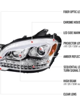 Spec-D LED Sequetial Turn Signal Projector Headlights (Chrome Housing/Clear Lens) Mercedes-Benz W164 ML-Class 2009-2011                                     - 2LHP-BW16409-TM - Image 8