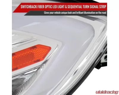 Spec-D Switchback Sequential Animated LED Bar Projector Headlights Chrome Housing/Clear Lens Dodge Dart 2013-2016 - 2LHP-DRT13-SQ-RS