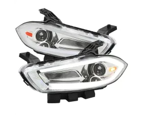 Spec-D Switchback Sequential Animated LED Bar Projector Headlights Chrome Housing/Clear Lens Dodge Dart 2013-2016